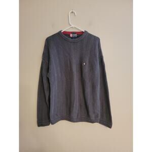 Chaps Ralph Lauren Gray Grey Hand Knit Sweater 100% Cotton Men's Large